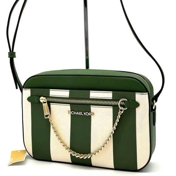 Michael Kors Large EW Zip Chain Xbody Crossbody Bag Fern Green Multi - Picture 3 of 11